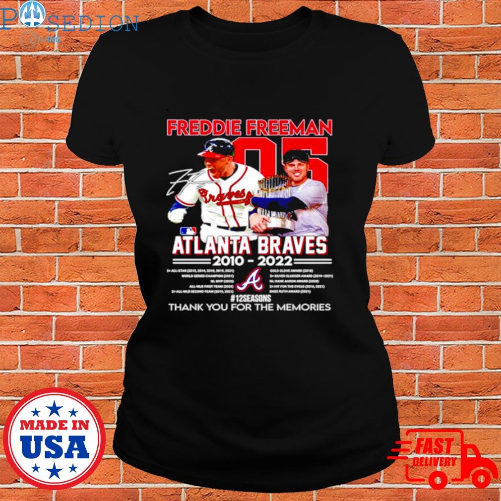 Freddie Freeman 5 Atlanta Braves baseball action pose signature shirt,  hoodie, sweater, long sleeve and tank top