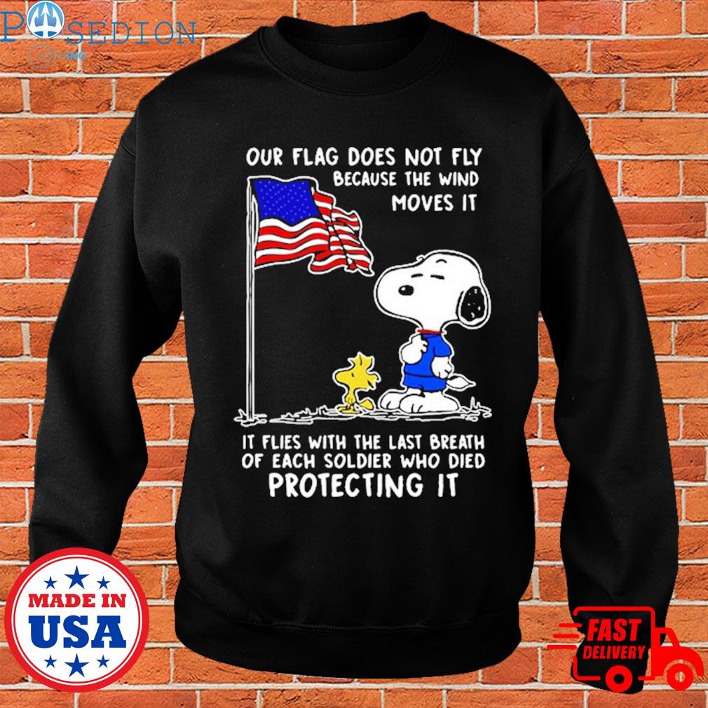 Snoopy And Woodstock Our Flag Does Not Fly Because The Wind Moves It It  Flies With The Last Breath Los Angeles Dodgers T-Shirt - TeeNavi