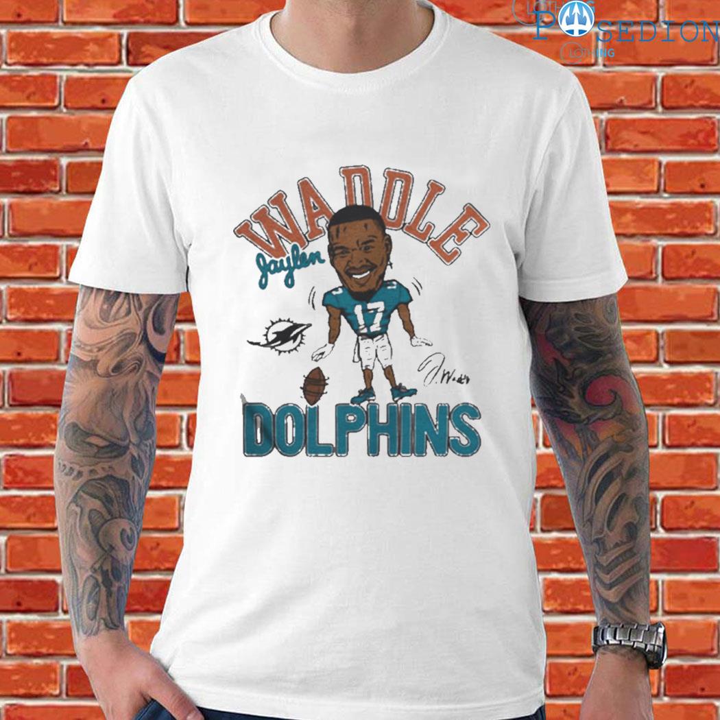 Jaylen Waddle Miami Dolphins Men's Orange Name & Number Logo T-Shirt 