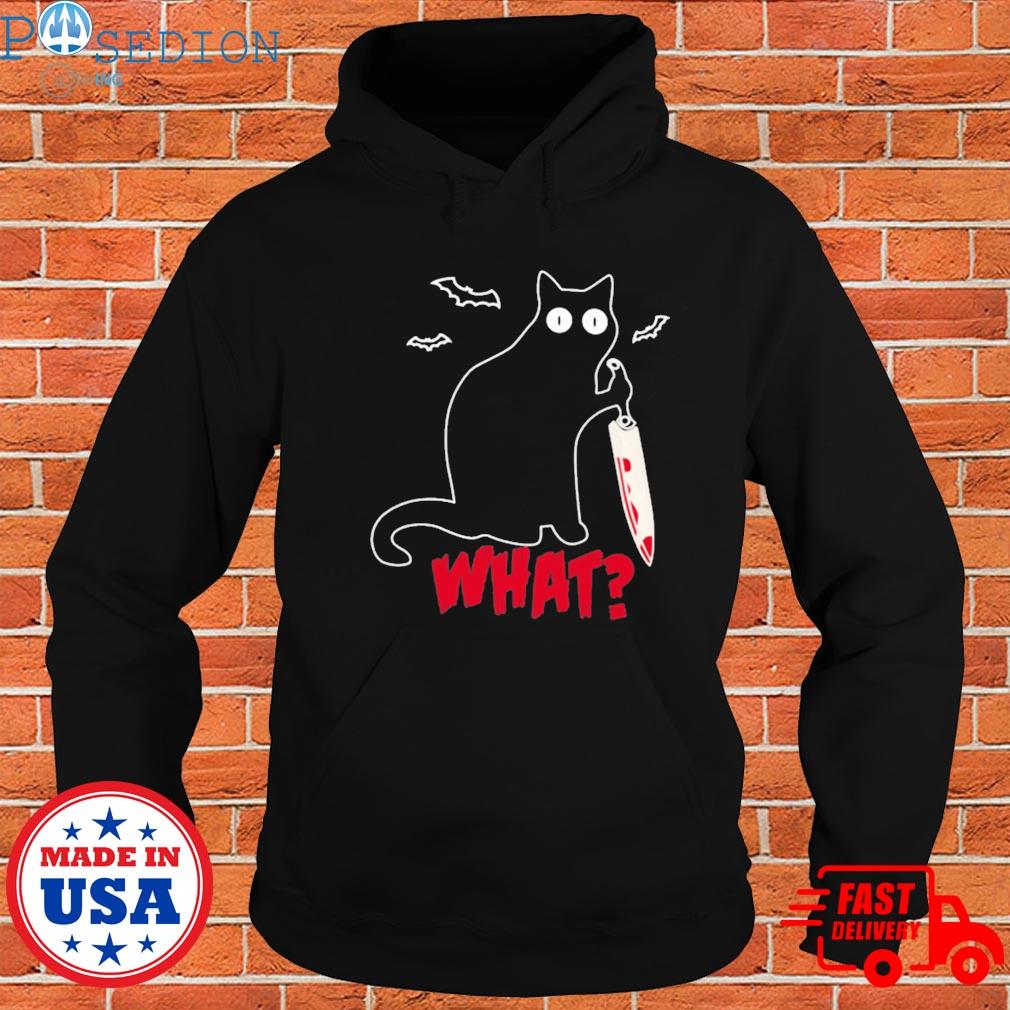 Official What black cat halloween T-s Hoodie