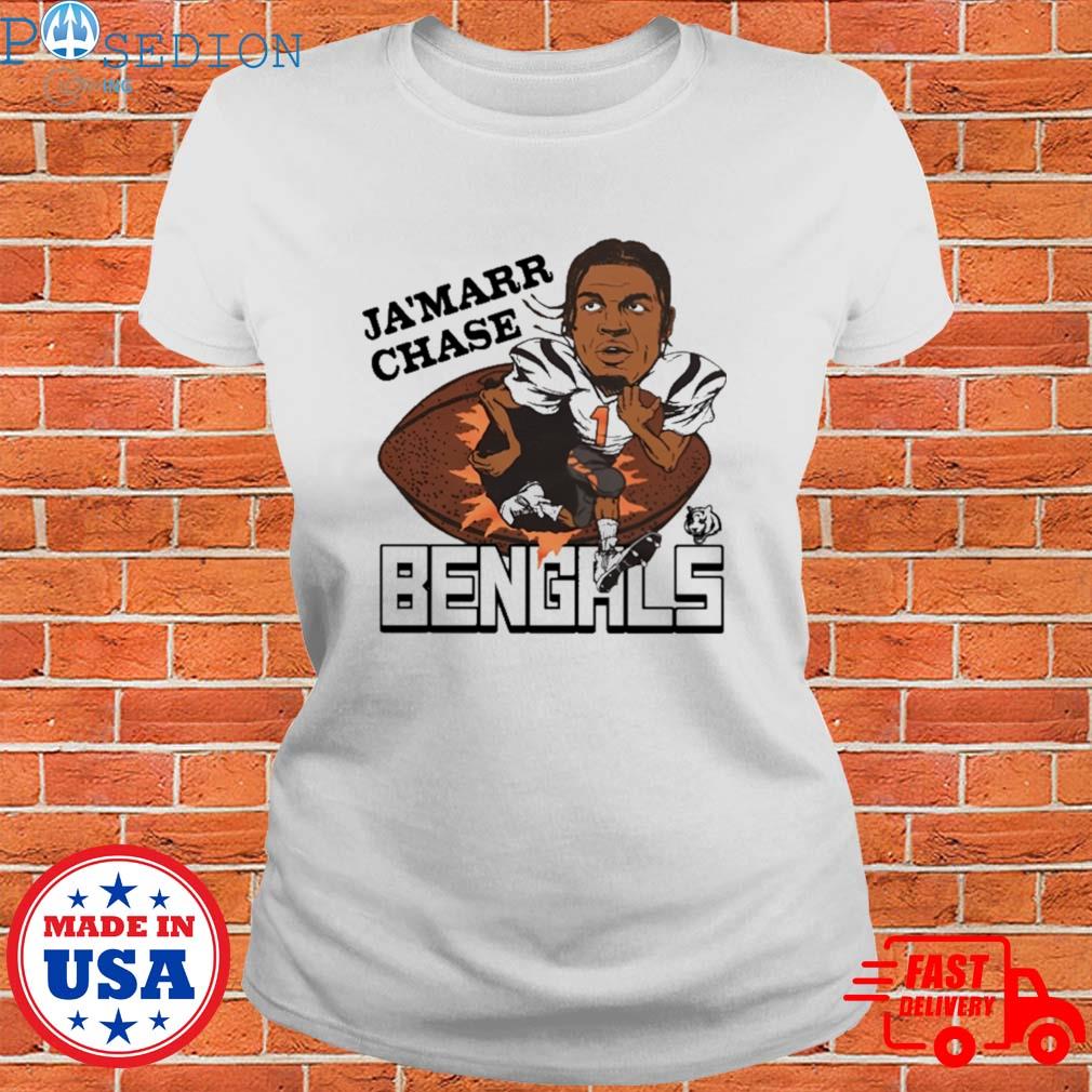 Cincinnati Bengals Ja'Marr Chase T-Shirt from Homage. | Officially Licensed Vintage NFL Apparel from Homage Pro Shop.