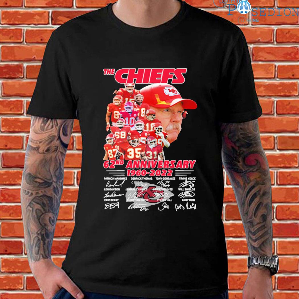 Kansas City Chiefs 62nd anniversary 1960-2022 black t-shirt