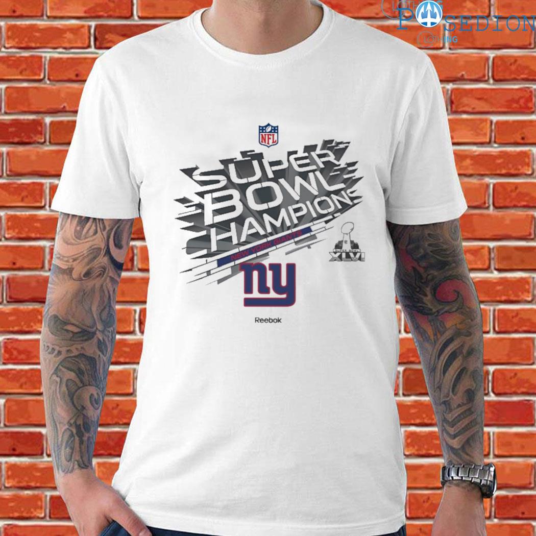 Official york giants super bowl xlvI champions locker room T-shirt