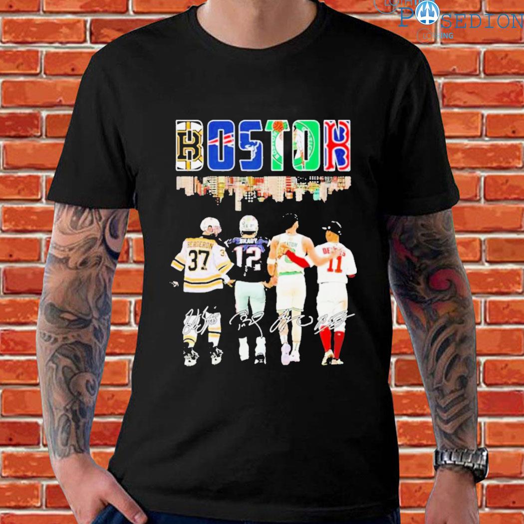 Official Boston Skyline Sport Teams Players 2023 Signatures T Shirt Hoodie Sweater Long 