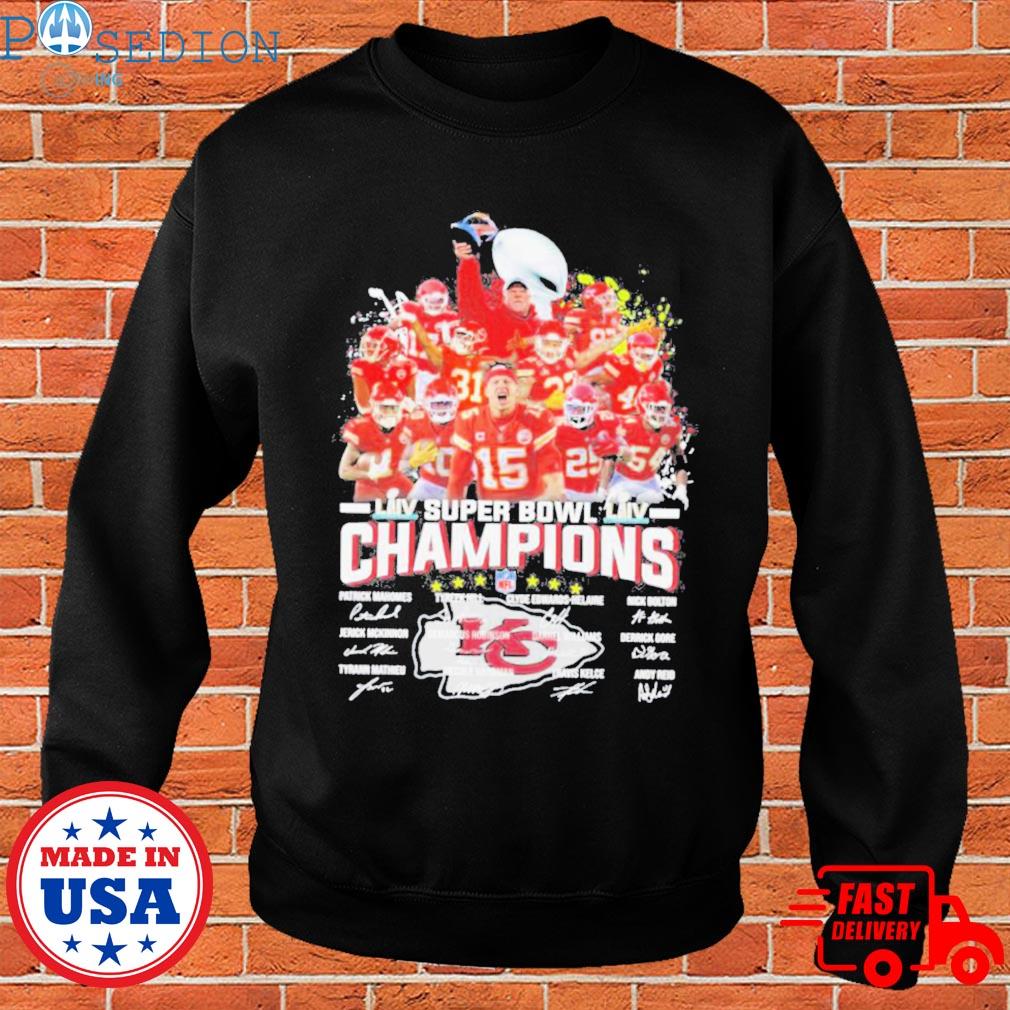 The Kansas city Chiefs 2023 lvii super bowl champions signatures shirt,  hoodie, sweater, long sleeve and tank top