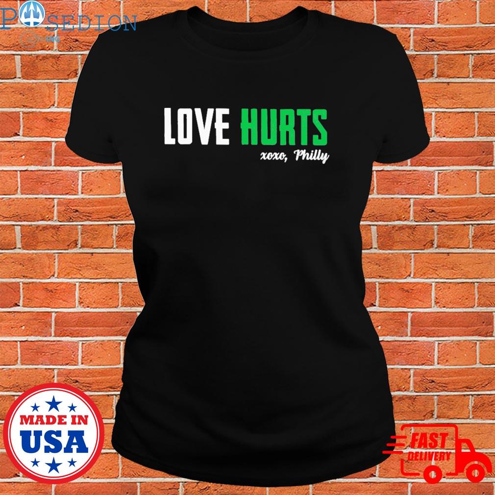 Eagles Fan Messy Bun Girl Women Love Hurts Vintage Philly T-Shirt