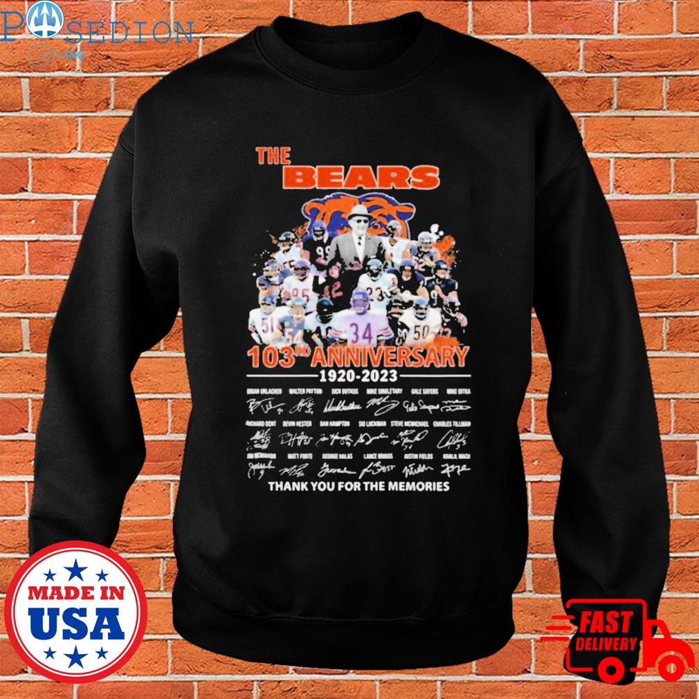 Chicago Bears 103rd anniversary 1920-2023 thanks for the memories  signatures shirt, hoodie, sweater, long sleeve and tank top