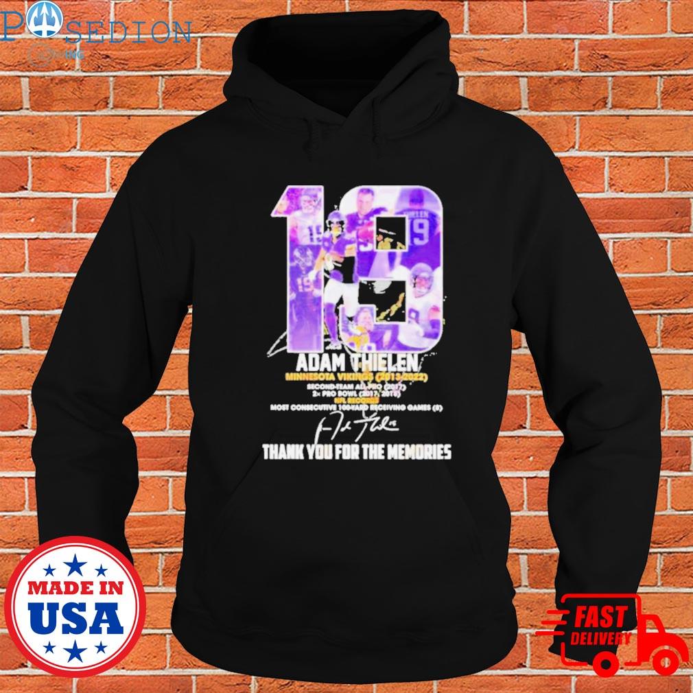 Signature number 19 Adam Thielen Minnesota Vikings 2013 – 2022 Thank You  For The Memories champions T-Shirt, hoodie, sweater, long sleeve and tank  top