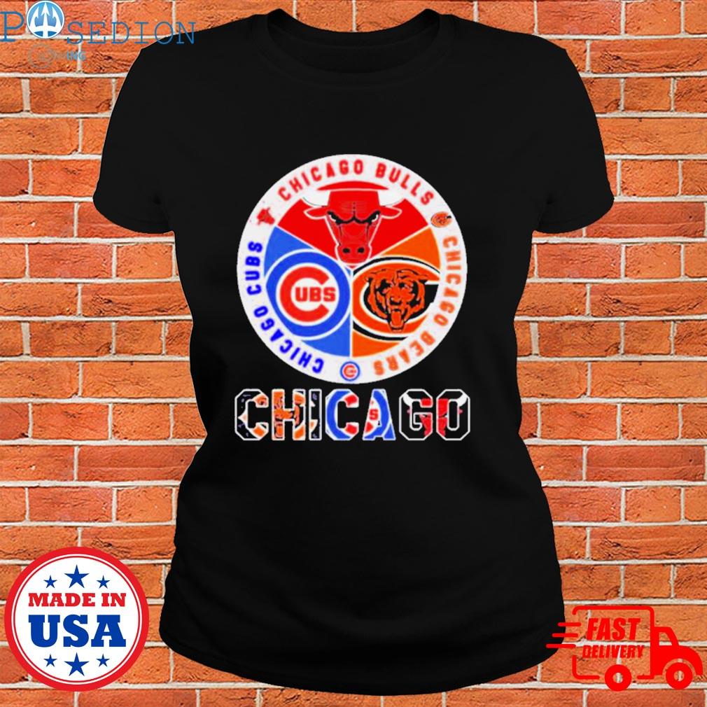 Official chicago bulls chicago bears and Chicago Cubs logo teams new design  2023 t-shirt, hoodie, sweater, long sleeve and tank top