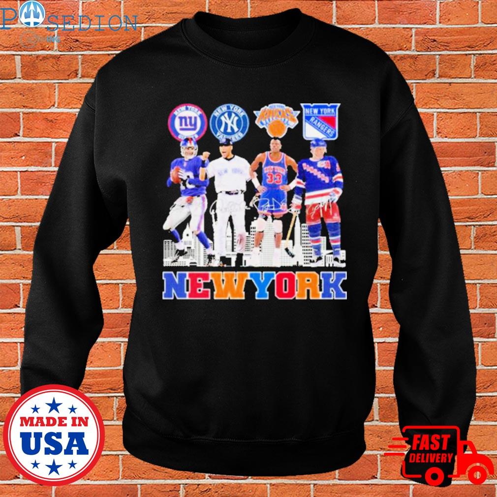 New York Giants New York Yankees New York Knicks and New York Rangers City  signatures 2023 shirt, hoodie, longsleeve tee, sweater