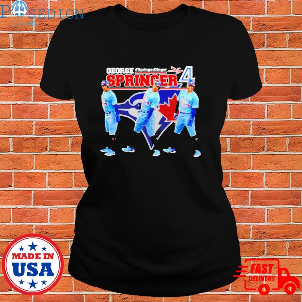 George Springer 4 Toronto Blue Jays baseball player action pose signature  outline gift shirt, hoodie, sweater, long sleeve and tank top