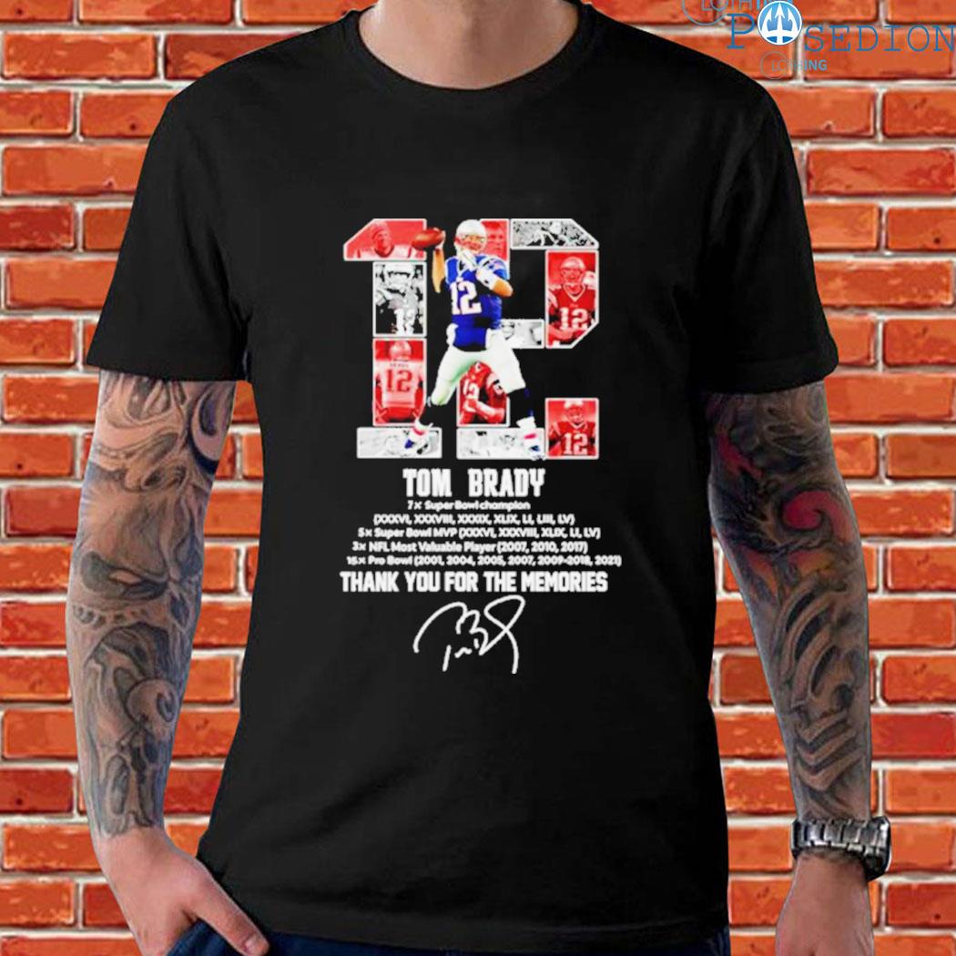 Official tom Brady 7x super bowl champion thank you for the memories  signature T-shirt, hoodie, tank top, sweater and long sleeve t-shirt