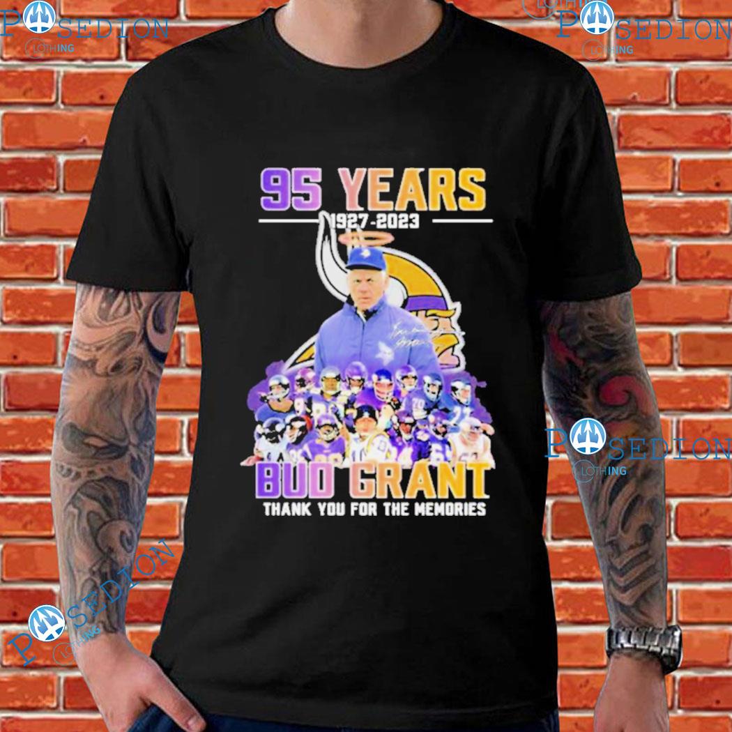 95 years 1927 2023 bud grant Minnesota vikings thank you for the memories  signature T-shirt, hoodie, sweater, long sleeve and tank top