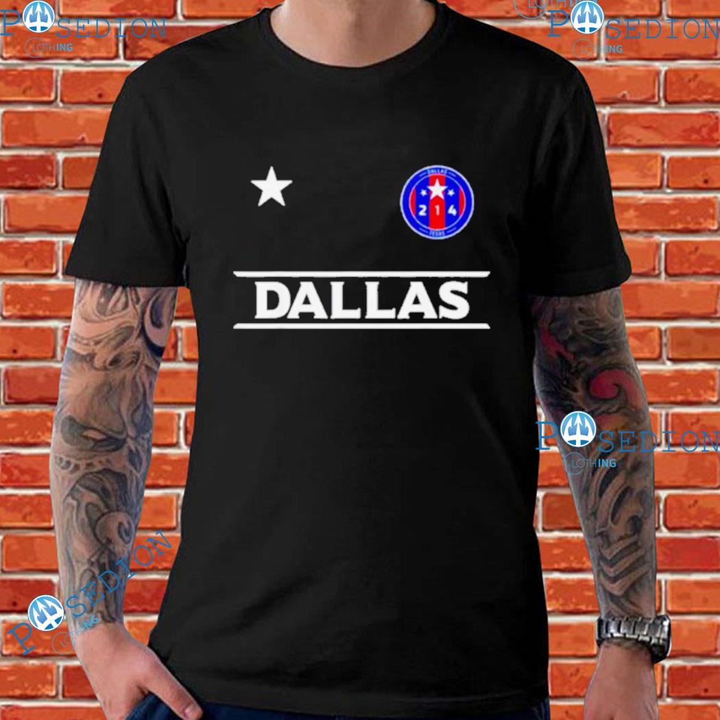 Dallas City 214 Round Badge With Stars Texas Designer » 7PrintPurple Shirt  for Sale