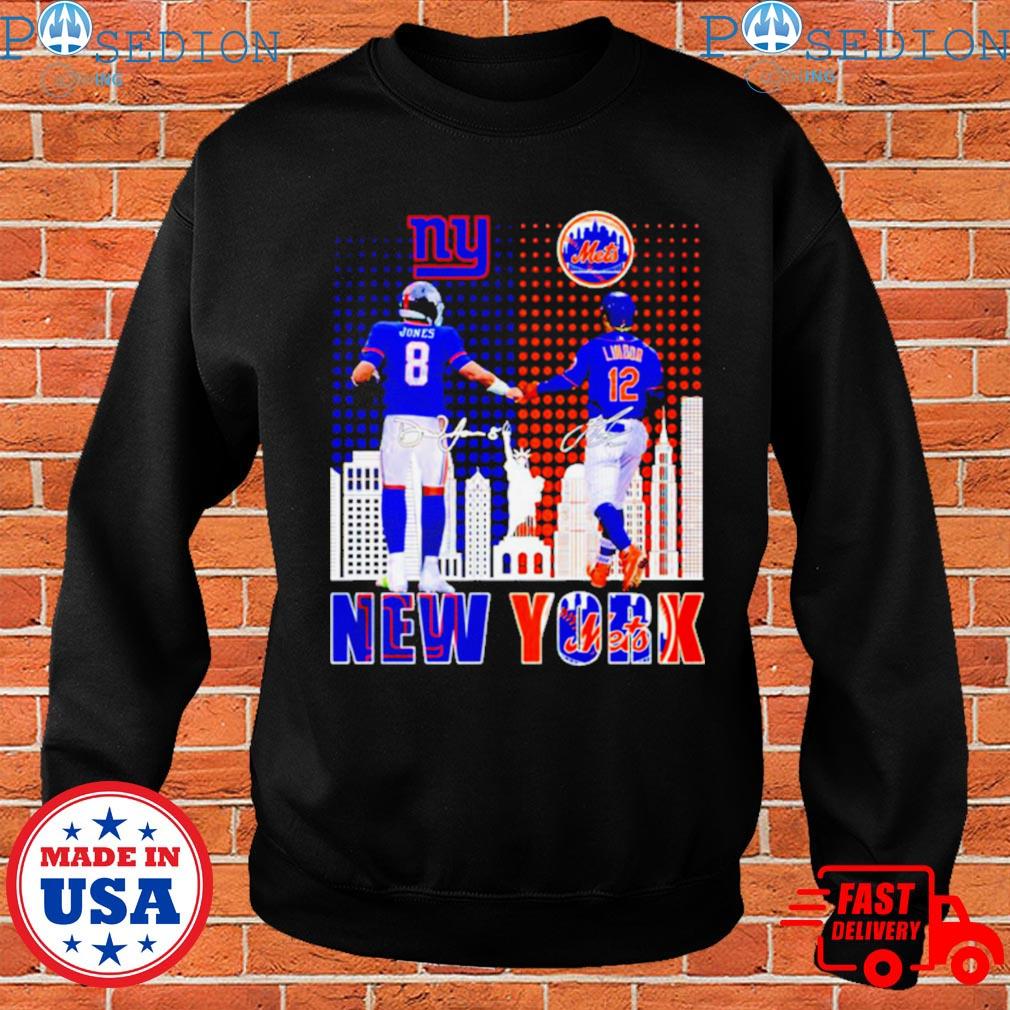 Daniel Jones - New York Giants x Francisco Lindor - New York Mets  Signatures Fan Gifts T-Shirt - Binteez