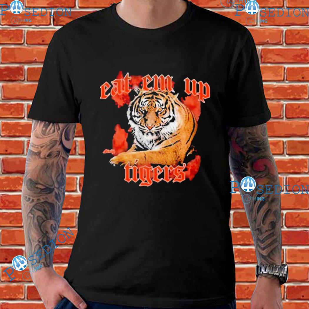 Eat Em' Up Detroit Tigers Long Sleeve Tee at Michigan Vibes Store. XS / Heather Navy