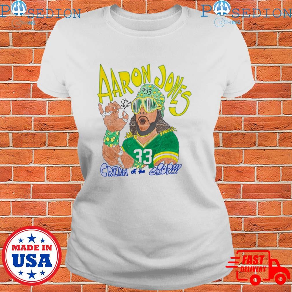 Aaron Jones Running Green Bay Packers Women's V-Neck T-Shirt