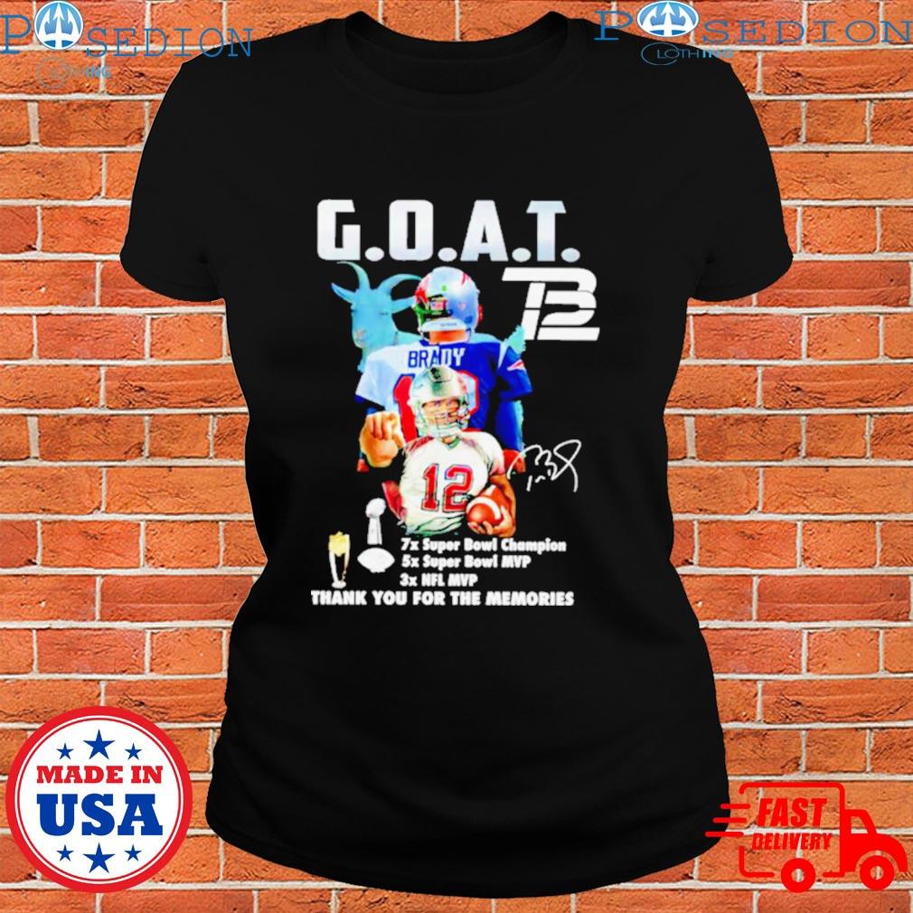 Tom Brady GOAT NFL MVP thank you for the memories signature shirt