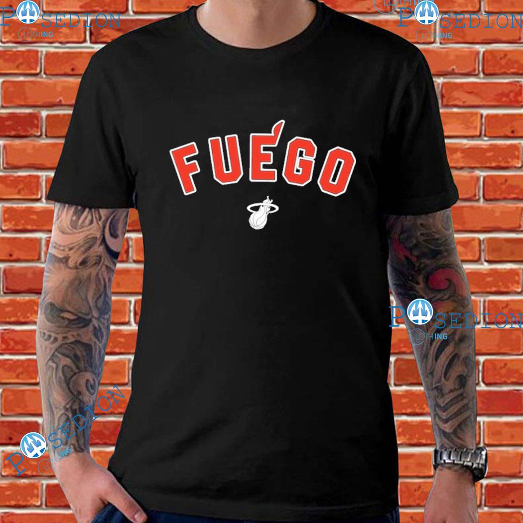 The Miami Heat Store Bam Ado Wearing Miami Heat Fuego Shirt