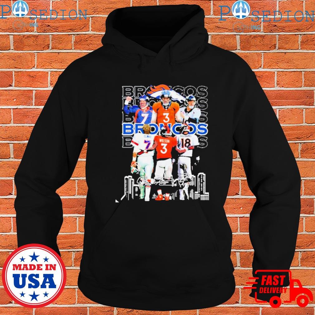 Denver broncos skyline 7 john elway 3 russell wilson 18 peyton manning  signatures T-shirt, hoodie, sweater, long sleeve and tank top