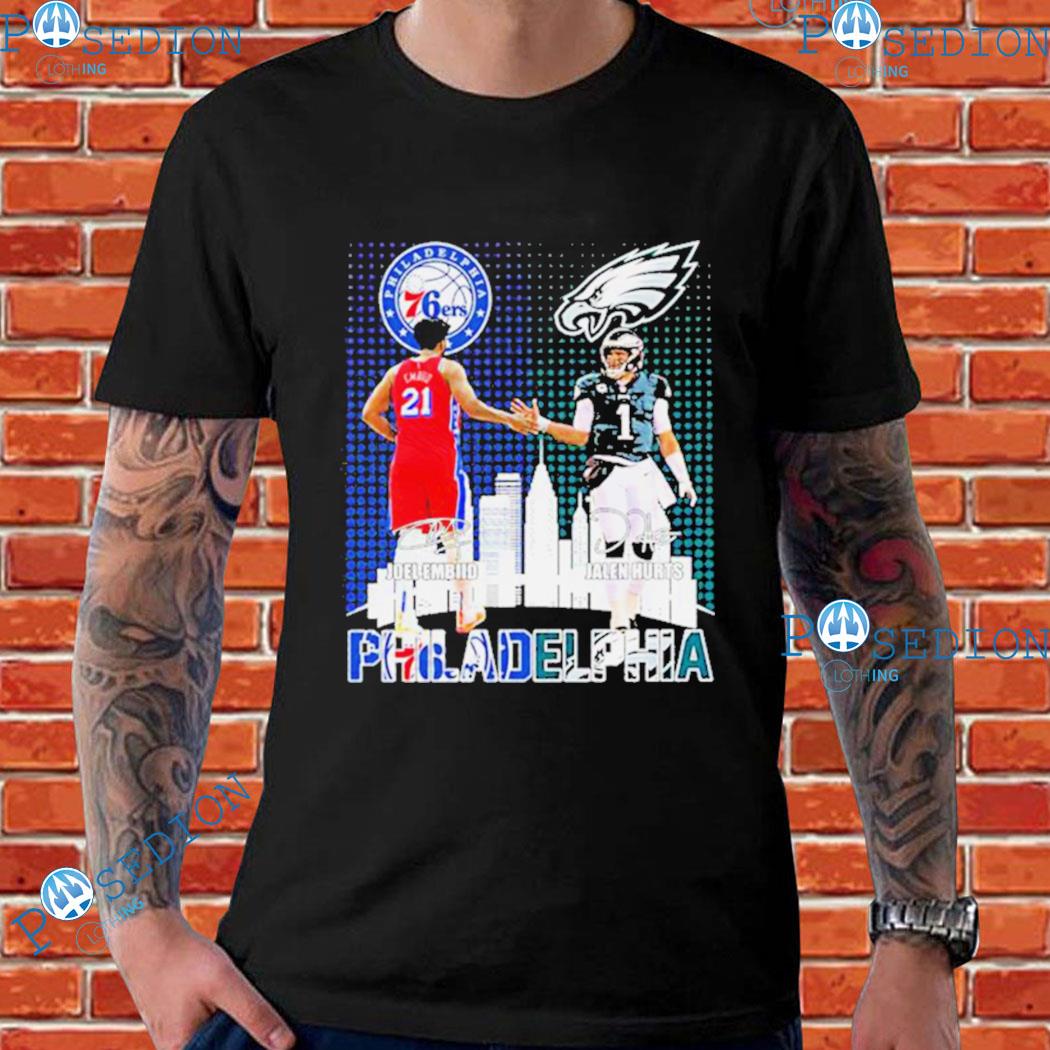 Joel embiid and jalen hurts mvp philadelphia 76ers and eagles 2023  signatures T-shirts, hoodie, sweater, long sleeve and tank top