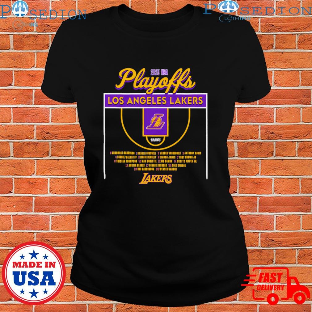 Los Angeles Lakers Stadium Essentials Unisex 2023 Nba Playoffs Roster Shirt