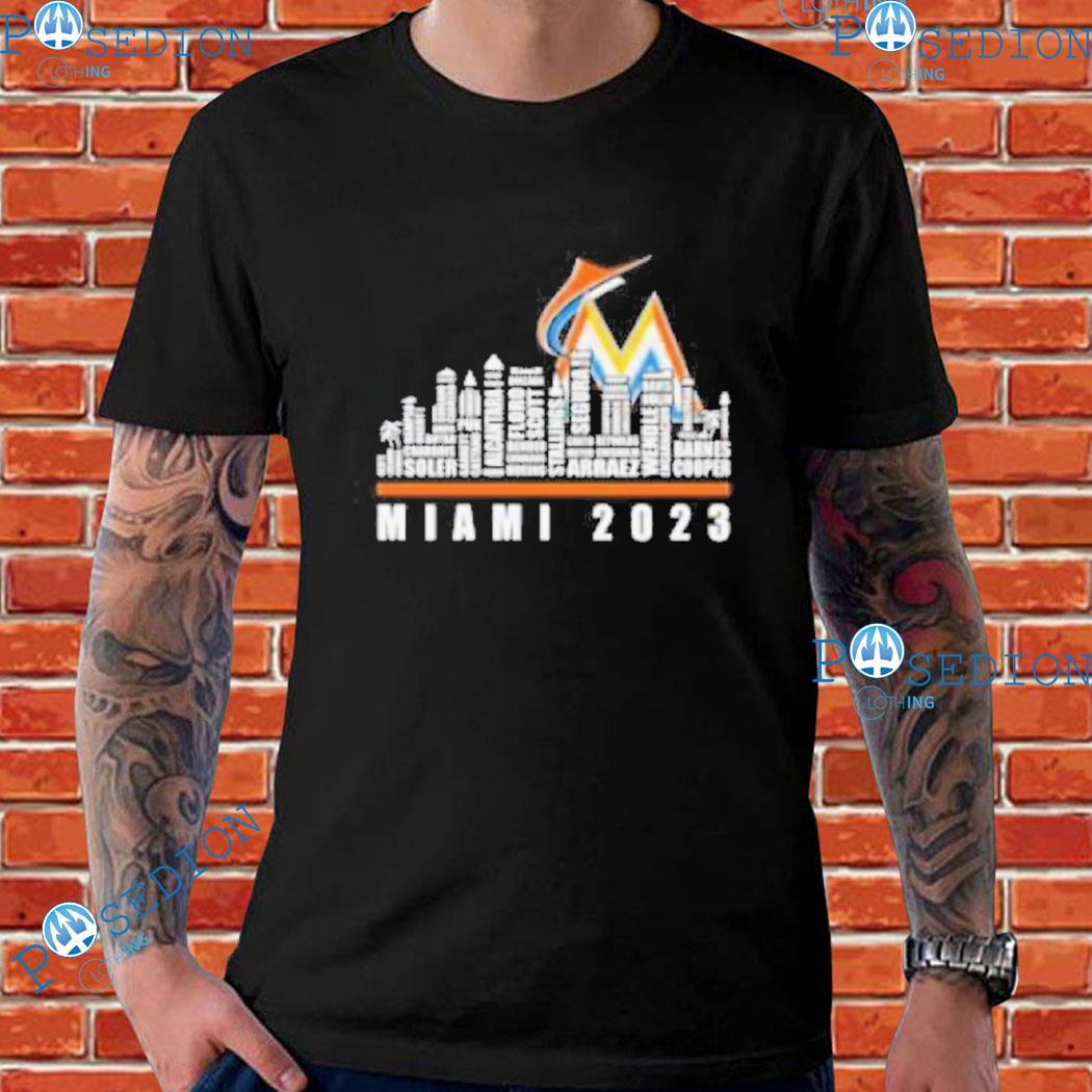 Miami Marlins 2023 Season Team Players Names In City Shirt - Bring