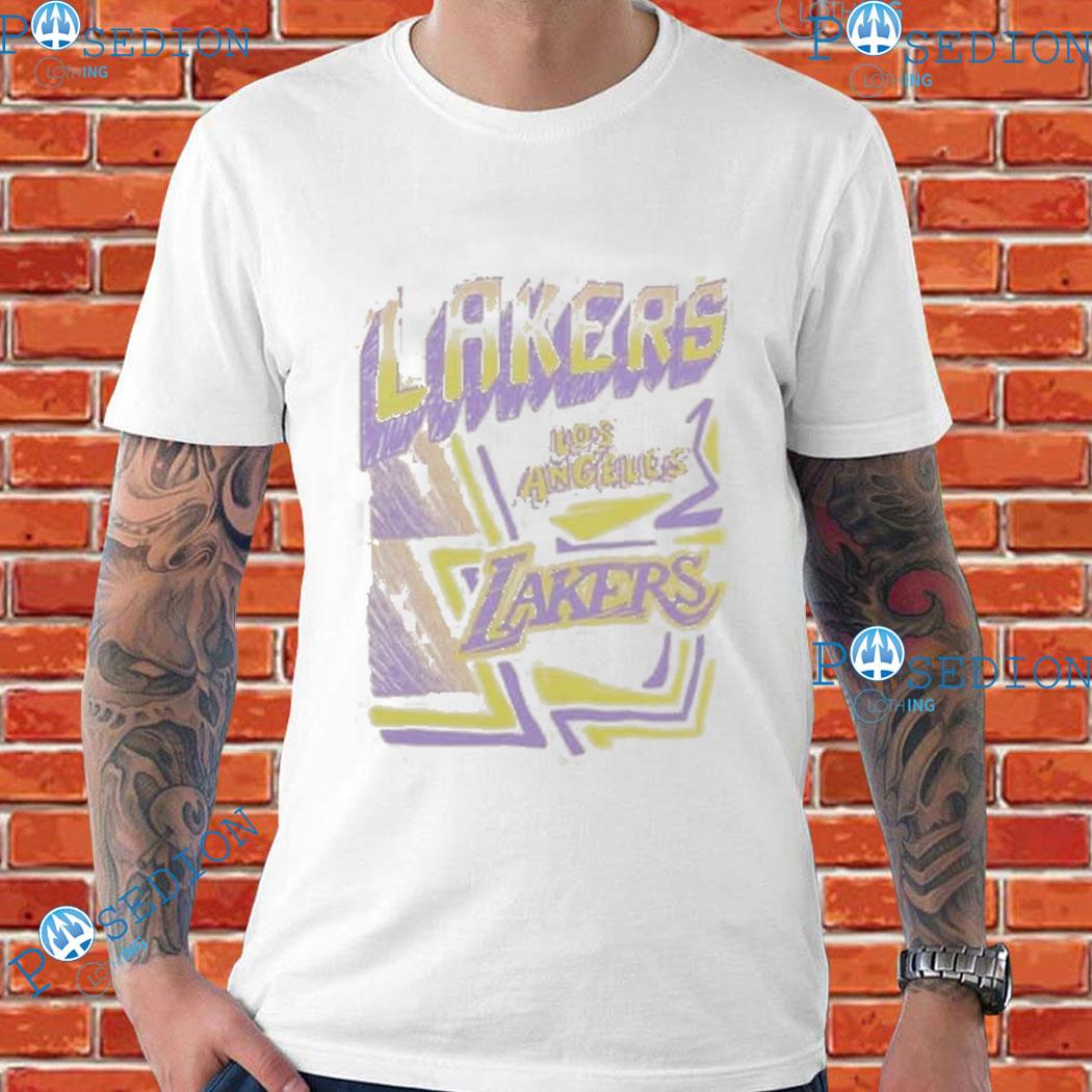 Alef Designs Los Angeles Lakers Hebrew T-Shirt Long Sleeve / White / M