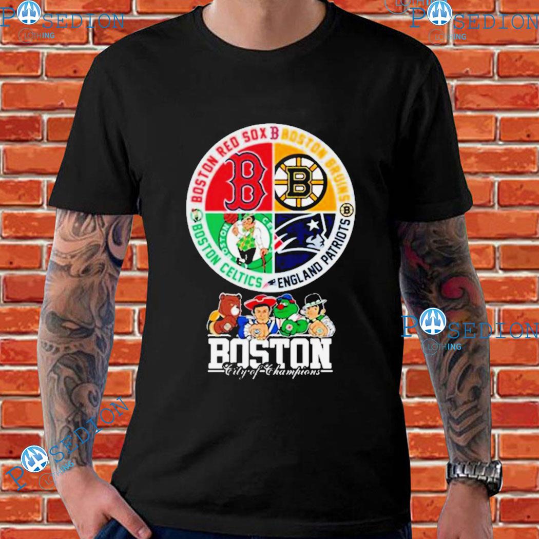 Boston Sports Teams Celtics Patriots Red Sox Bruins Black T-shirt Size L