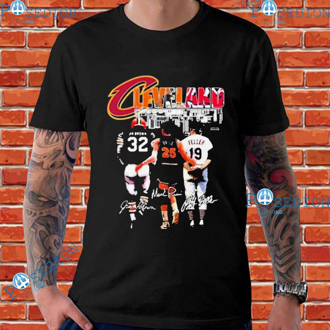 Cleveland browns jim brown cavaliers price and guardians feller signatures  2023 T-shirts, hoodie, sweater, long sleeve and tank top