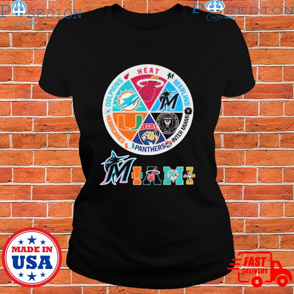 Miami Heat Dolphins Hurricanes Panthers Inter Miami Marlins T-Shirt -  Growkoc