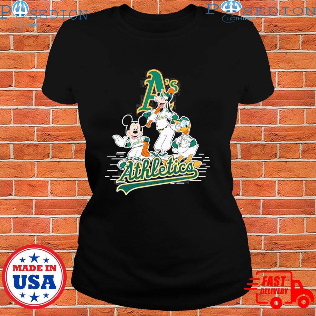 MLB Oakland Athletics Mickey Mouse Donald Duck Goofy Baseball T