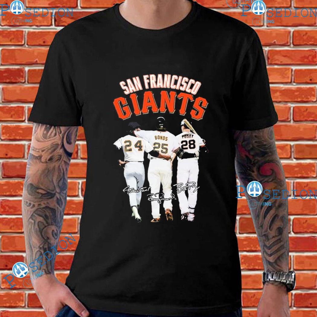 Mlb san francisco giants willie mays barry bonds buster and posey 2023  signatures T-shirt, hoodie, sweater, long sleeve and tank top