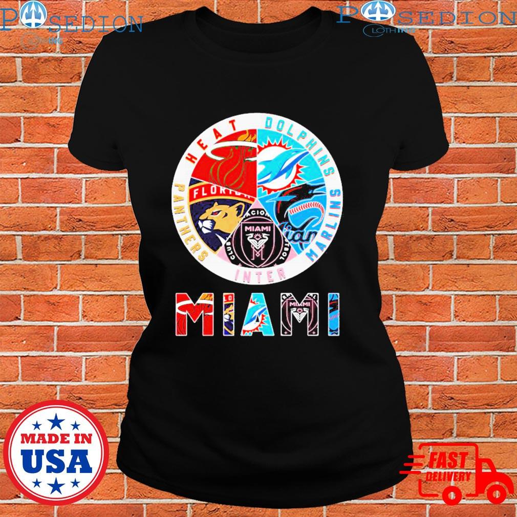 Official miamI sports teams miamI marlins miamI dolphins miamI heat miamI  panthers 2023 shirt, hoodie, sweater, long sleeve and tank top