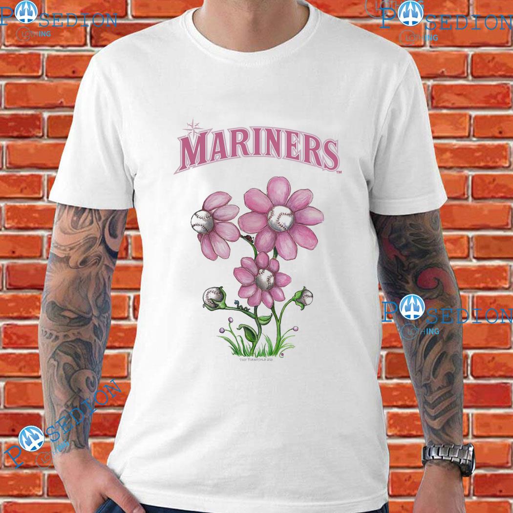 Seattle Mariners Blooming Baseballs Tee Shirt 4T / White