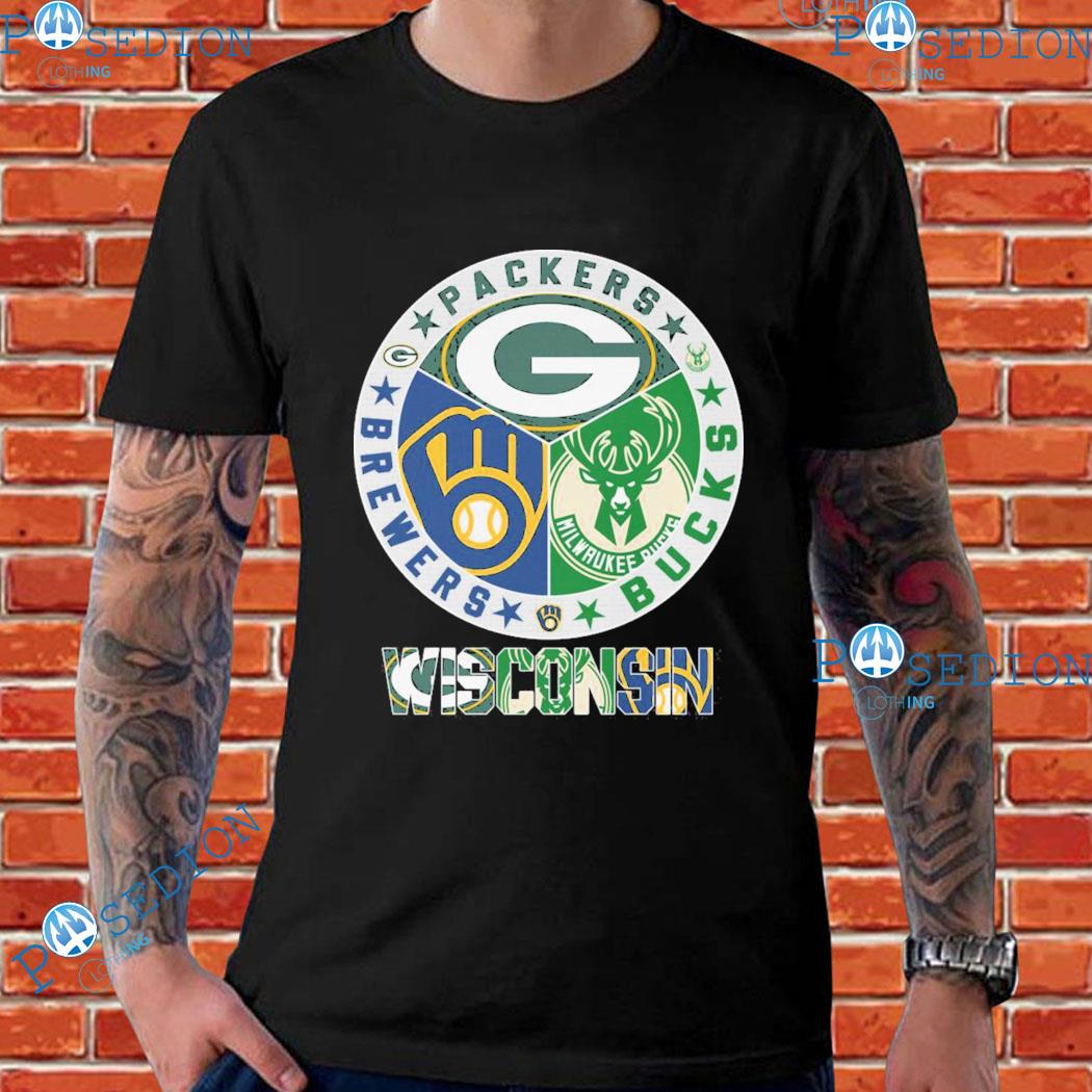 Wisconsin Packers Wisconsin Brewers Wisconsin Bucks T-shirt