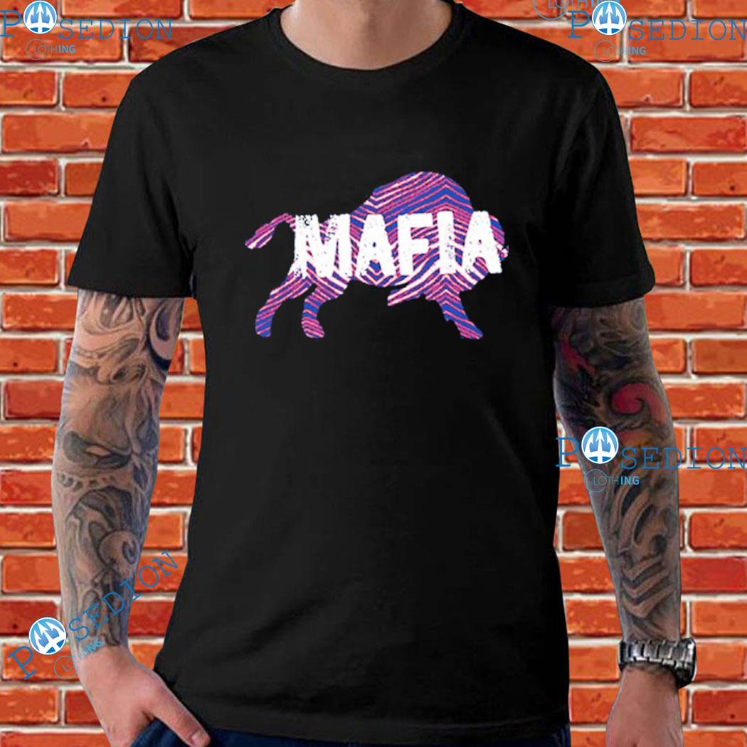 RED Bills Mafia Pattern Logo T-Shirt Adult Small