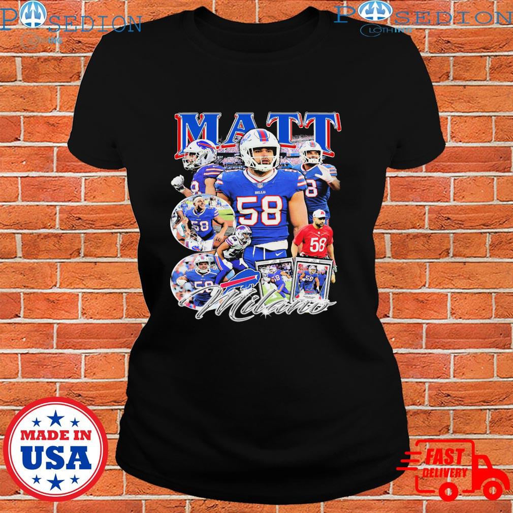 Design Buffalo Bills Matt Milano #58 Nfl Great Player American Football  Team Game White Bills Fans Polo Shirts