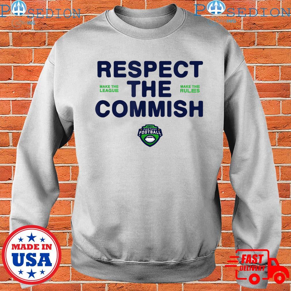 ESPN Fantasy Football Respect The Commish Emblem Logo T-Shirt