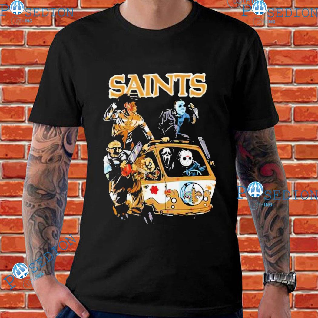 Horror Movies Characters New Orleans Saints Football Halloween 2023 Shirt -  Reallgraphics