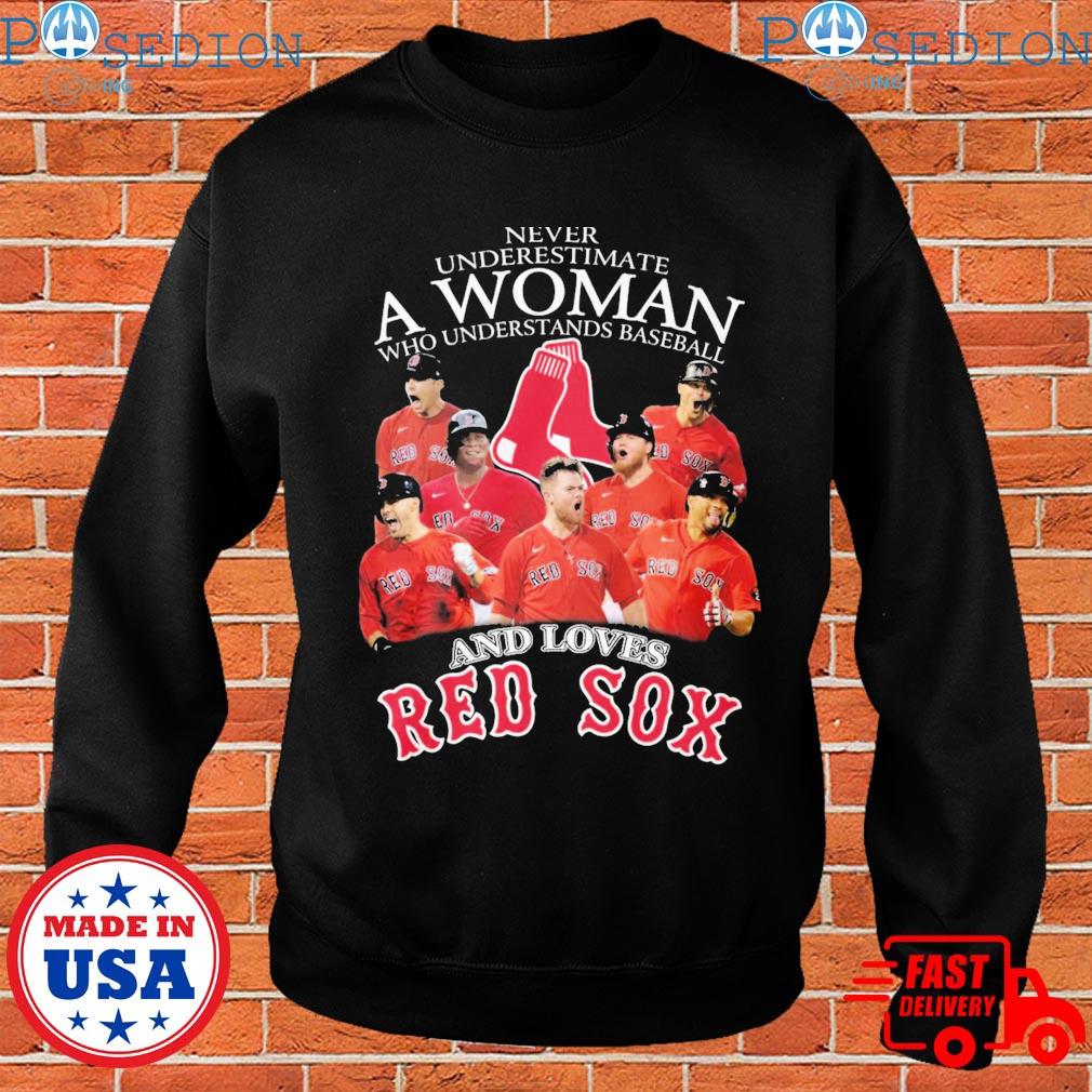 Design never underestimate a woman who understands baseball and love red  sox shirt, hoodie, sweater, long sleeve and tank top