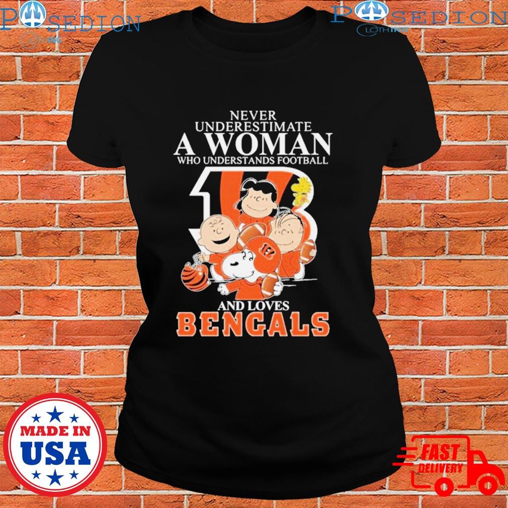 Never underestimate a women who understands football and loves Cincinnati  Bengals shirt, hoodie, sweater, long sleeve and tank top