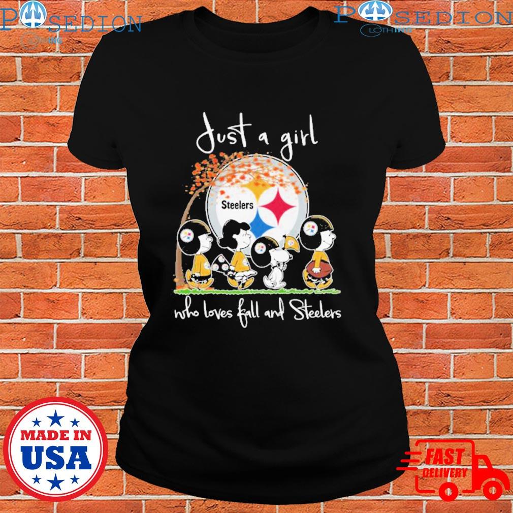 Peanuts Characters Just A Girl Who Loves Fall And Pittsburgh Steelers  Shirt, hoodie, sweater, long sleeve and tank top