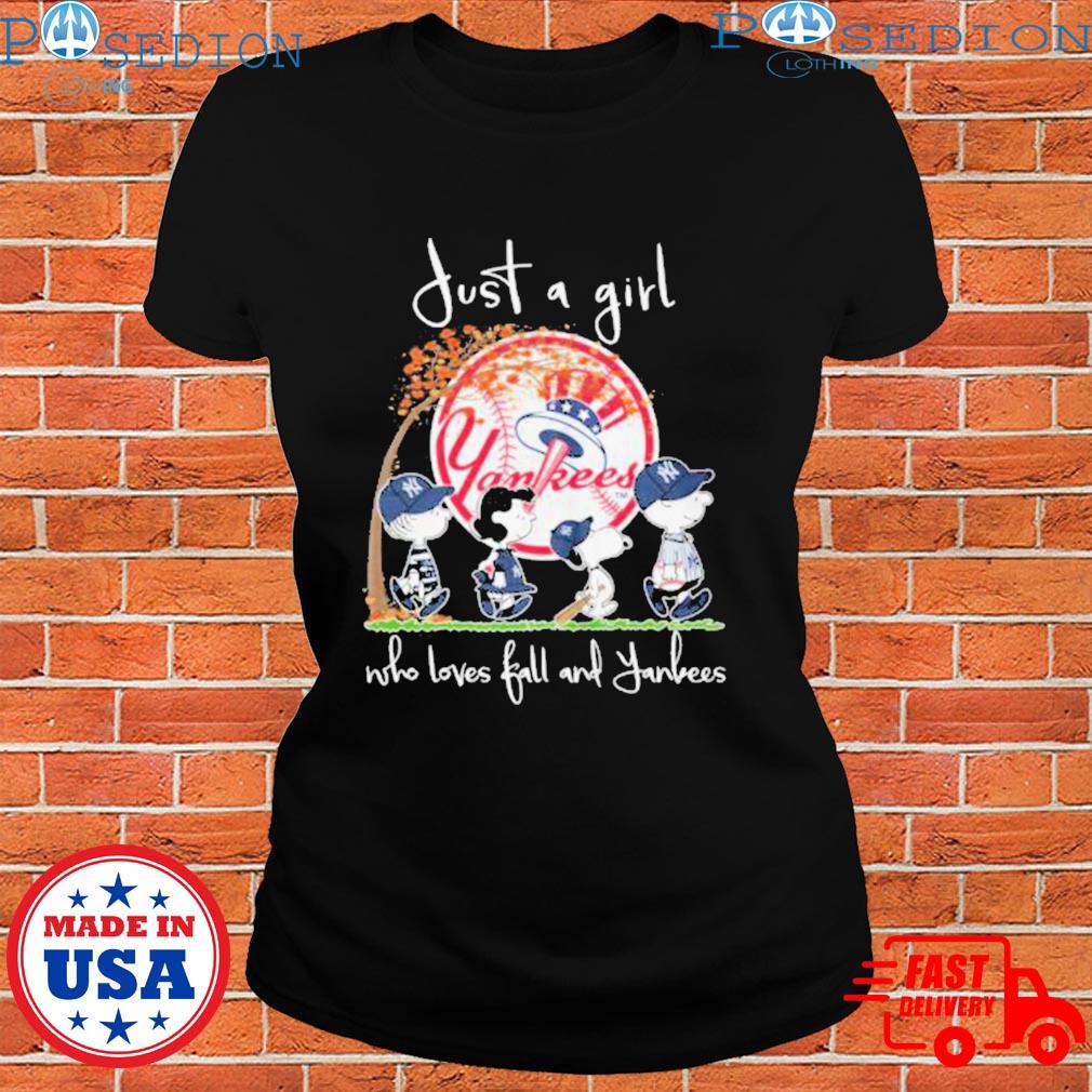 Snoopy and Charlie brown just a girl who loves fall and yankees T-shirts,  hoodie, sweater, long sleeve and tank top