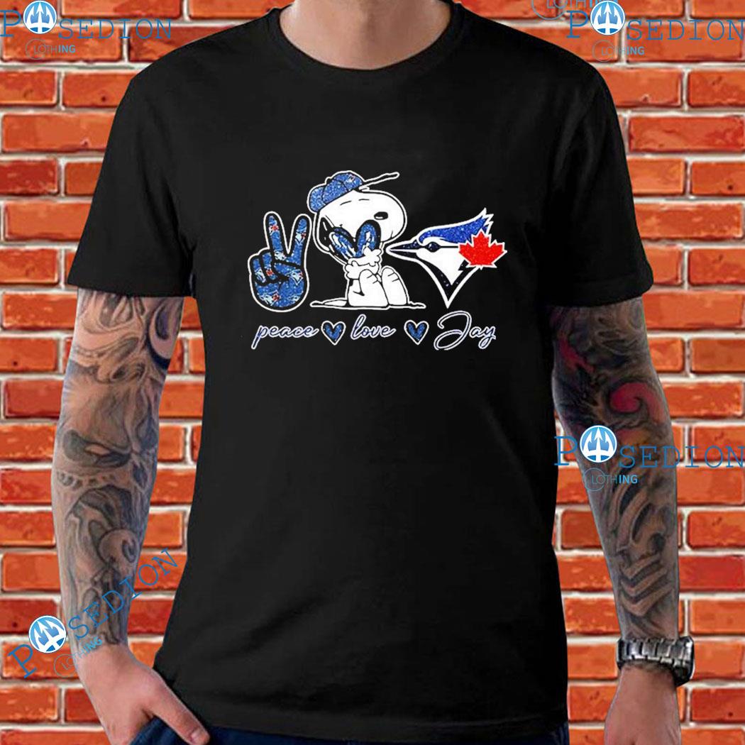Official Snoopy Peace Love Toronto Blue Jays Shirt - Limotees