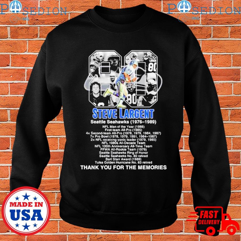 Steve largent 80 Seattle Seahawks thank you for the memories T-shirts,  hoodie, sweater, long sleeve and tank top