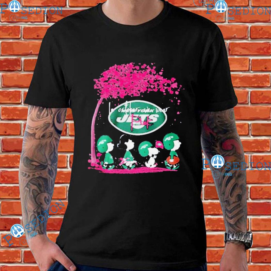 The Peanuts Characters New York Jets In October We Wear Pink Shirt