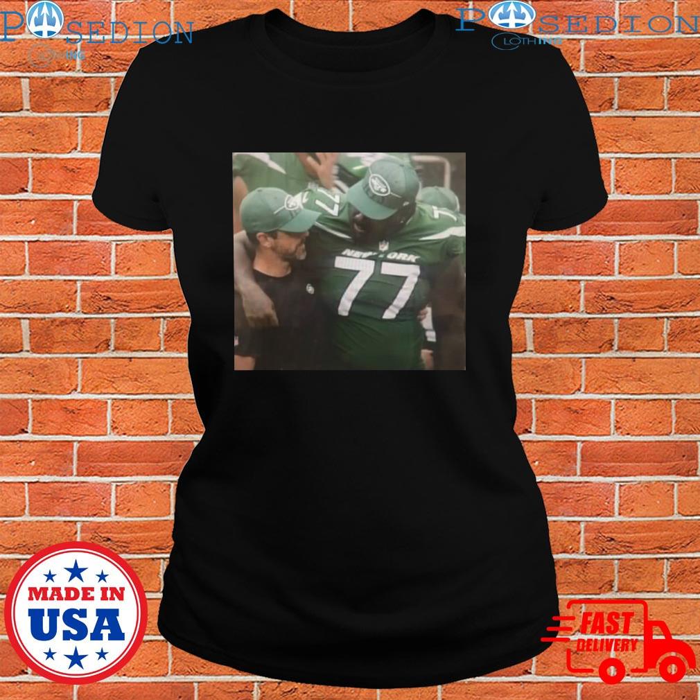 Aaron Rodgers hugging Mekhi Becton NY Jets shirt, hoodie, sweater and  v-neck t-shirt