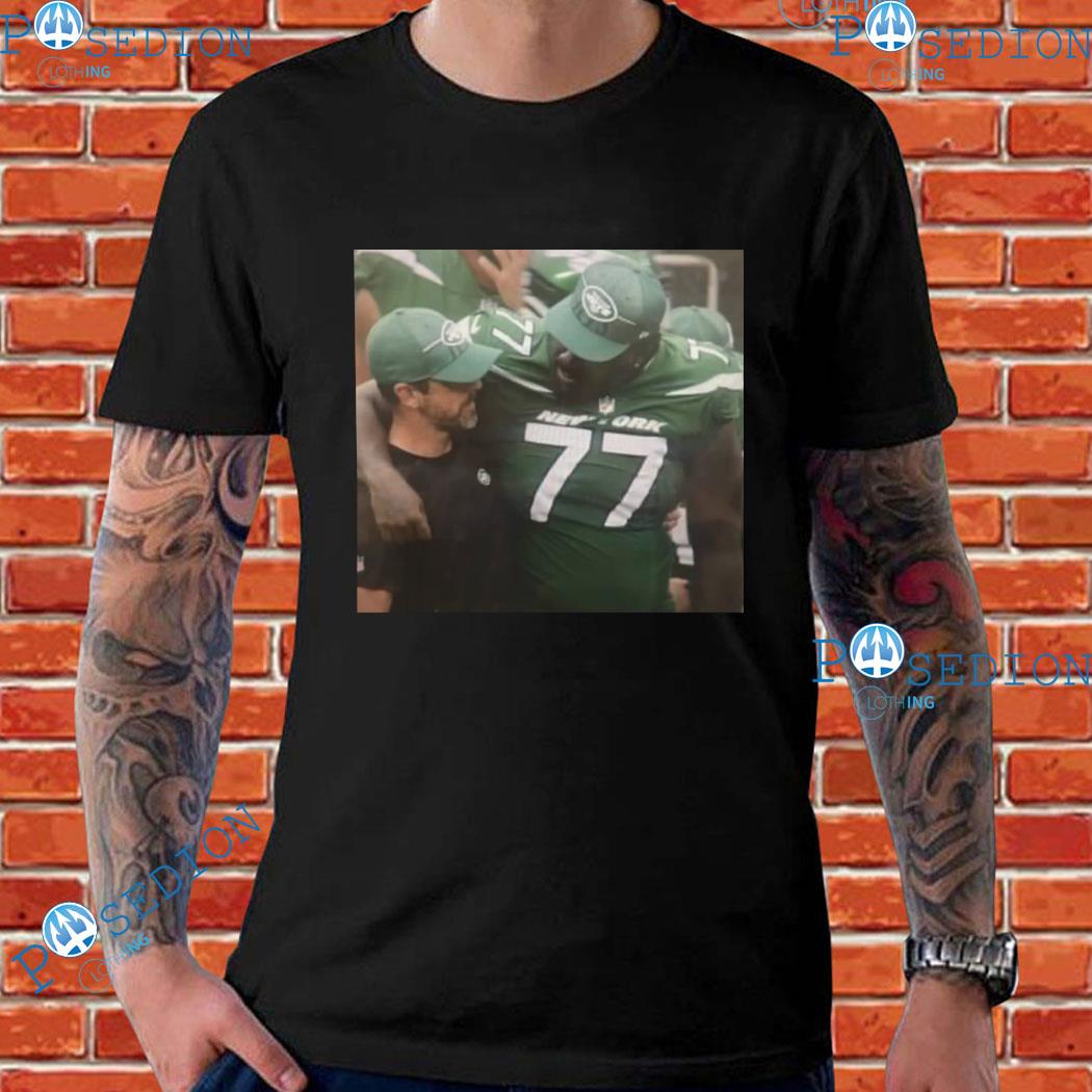 Aaron Rodgers hugging Mekhi Becton NY Jets shirt, hoodie, sweater, long  sleeve and tank top