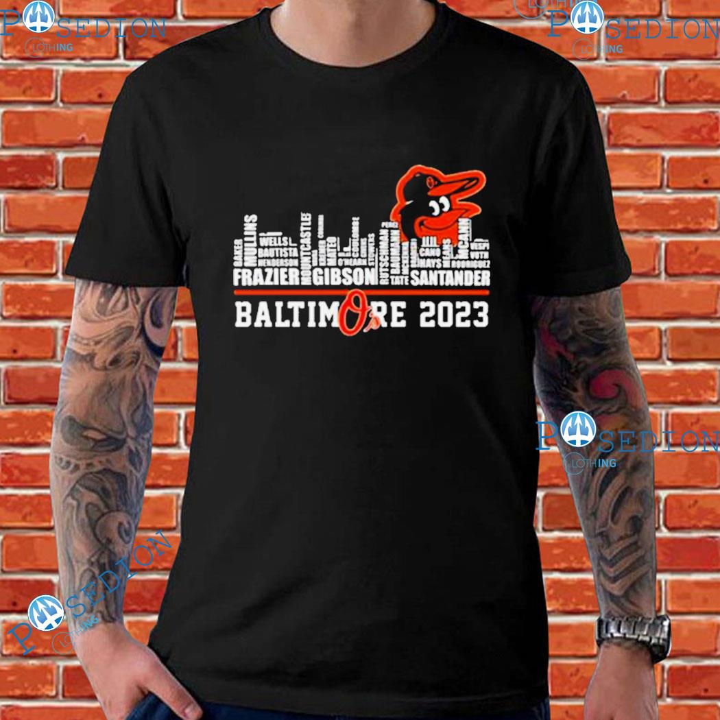 Official Baltimore orioles o's 2023 skyline players name T-shirt, hoodie,  tank top, sweater and long sleeve t-shirt